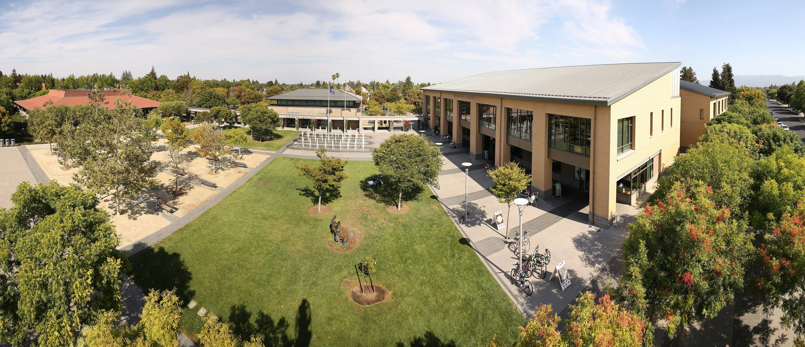 Cupertino Civic Center, Community Hall and Library in daylight